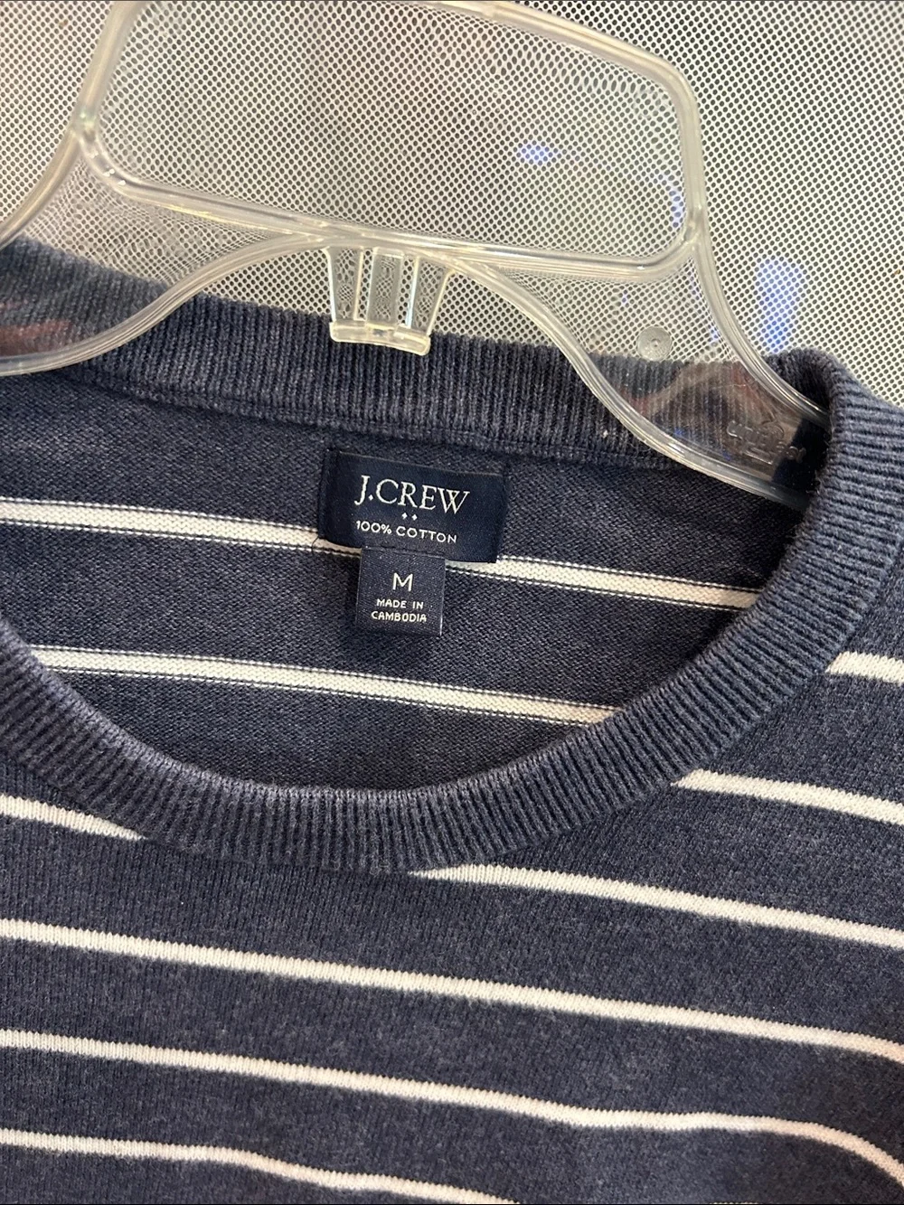 J.Crew Navy Stripe Crewneck Sweater